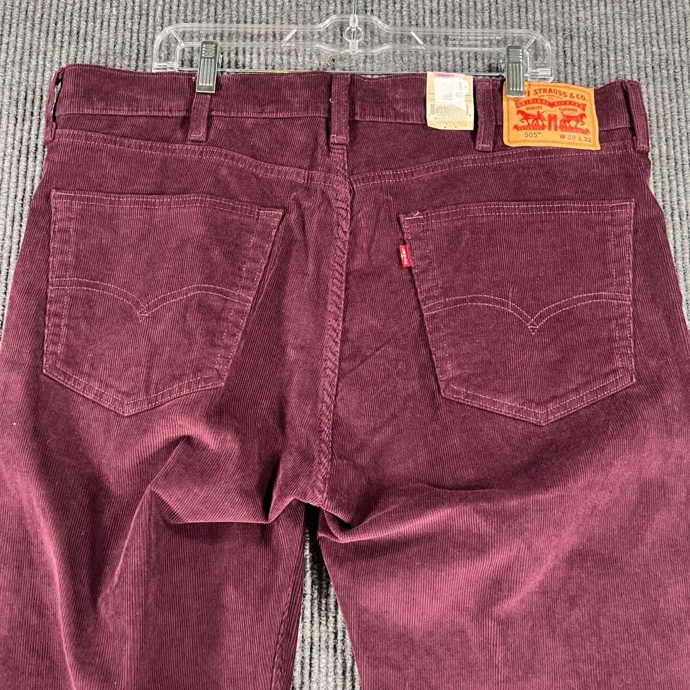 Levis 505 Corduroy Jeans Mens 38x32 Purple 5 Pocket Regular Fit Stretch New